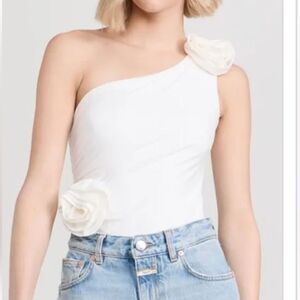 Bardot Lilita Rosette One-Shoulder Stretch Jersey Bodysuit